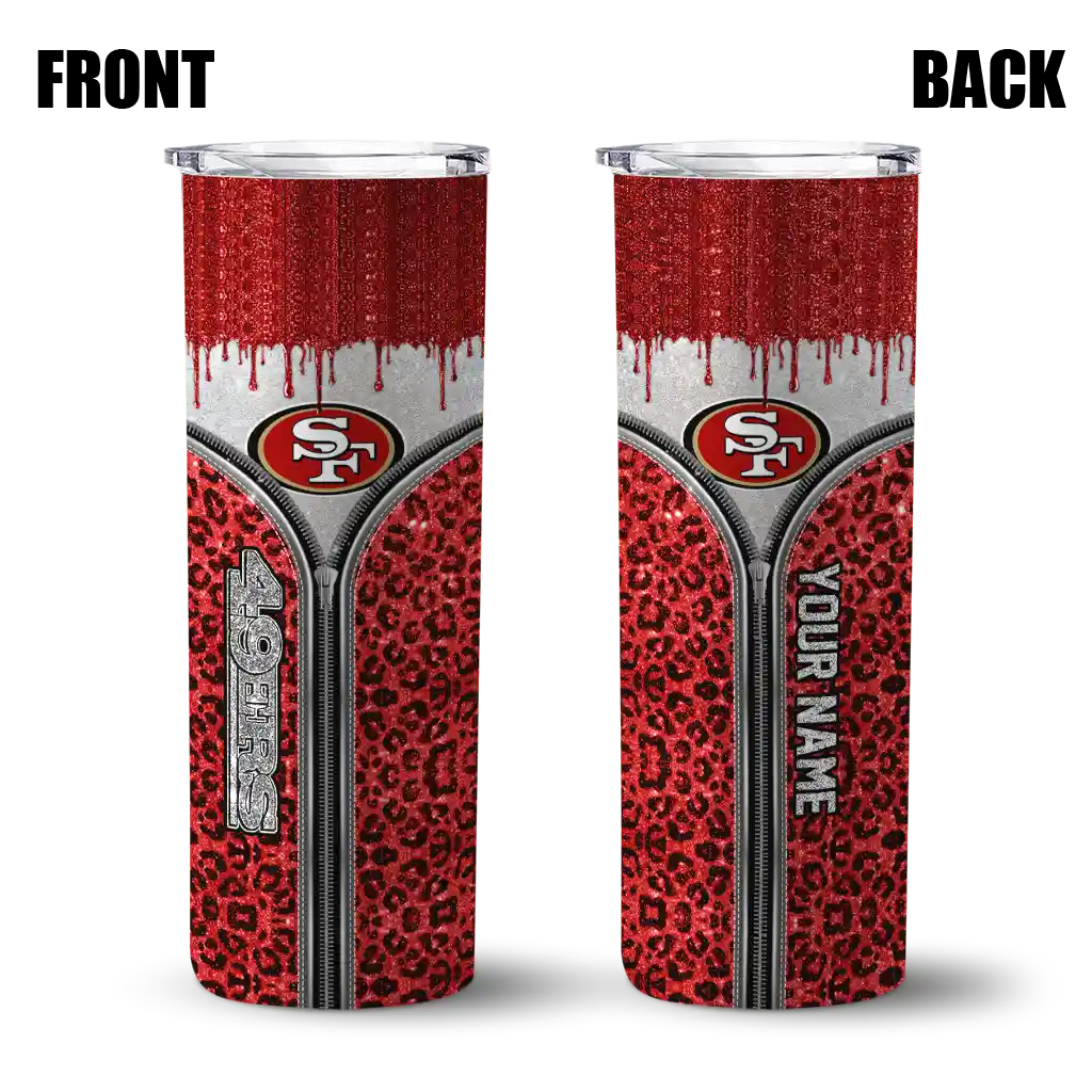 customized-san-francisco-49ers-sparkle-drip-red-skinny-tumbler-fashion-forward.webp
