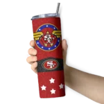 customized-san-francisco-49ers-star-cluster-red-skinny-tumbler-best-selling.webp