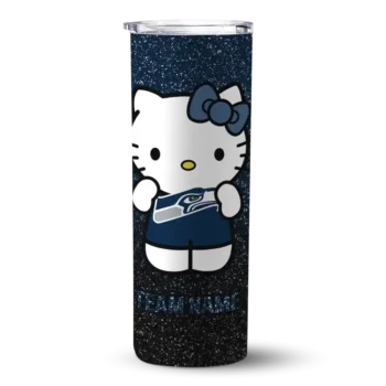 Seattle Seahawks Skinny Tumbler - Customized Hello Kitty Blue Black
