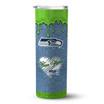 Seattle Seahawks Skinny Tumbler - Customized Pixel Fade Blue