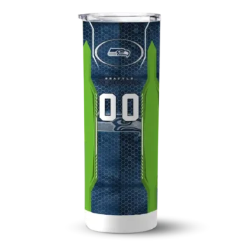 Seattle Seahawks Skinny Tumbler - Customized Stacked Diamond Blue
