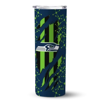 Seattle Seahawks Skinny Tumbler - Customized Star Pop Blue Black