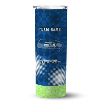 Seattle Seahawks Skinny Tumbler - Customized Starburst Tiles Blue