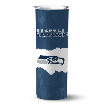 Seattle Seahawks Skinny Tumbler - Customized Torn Band Blue White