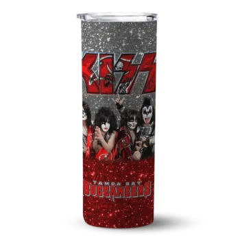 Tampa Bay Buccaneers Skinny Tumbler - Customized Kiss Band Black