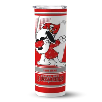 Tampa Bay Buccaneers Skinny Tumbler - Customized Snoopy Dog Red White