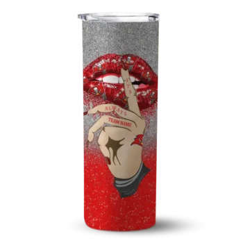 Tampa Bay Buccaneers Skinny Tumbler - Customized Sparkle Lips Red