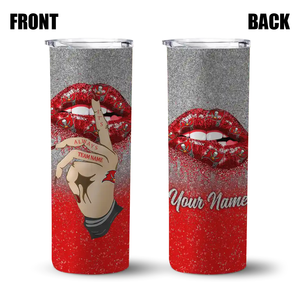 customized-tampa-bay-buccaneers-sparkle-lips-red-skinny-tumbler-fashion-forward.webp