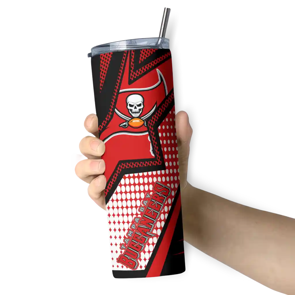 customized-tampa-bay-buccaneers-web-stripes-red-white-skinny-tumbler-premium-grade.webp