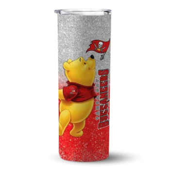 Tampa Bay Buccaneers Skinny Tumbler - Customized Winnie the Pooh Red Gray