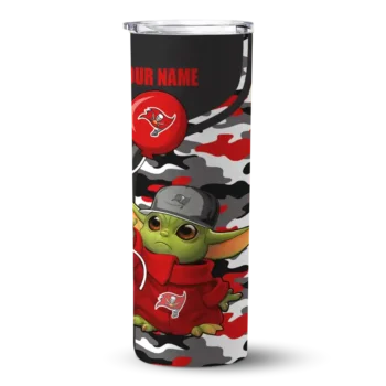 Tampa Bay Buccaneers Skinny Tumbler - Customized Yoda Camo Red Black