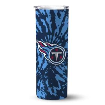 Tennessee Titans Skinny Tumbler - Customized Metallic Grid Navy