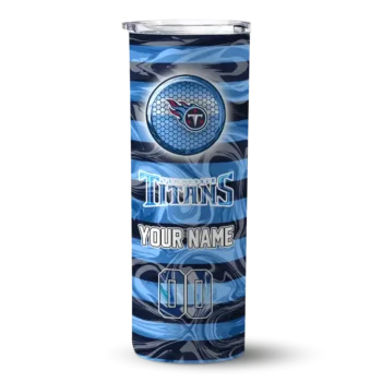 Tennessee Titans Skinny Tumbler - Customized Patterned Waves Navy