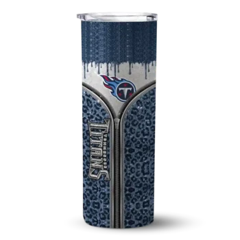 Tennessee Titans Skinny Tumbler - Customized Sparkle Drip Navy