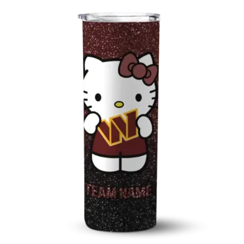 Washington Commanders Skinny Tumbler - Customized Hello Kitty Burgundy Black