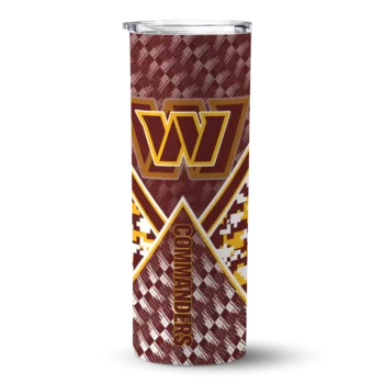 Washington Commanders Skinny Tumbler - Customized Monogram Burst Burgundy White