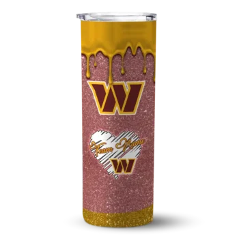 Washington Commanders Skinny Tumbler - Customized Pixel Fade Burgundy