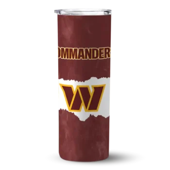 Washington Commanders Skinny Tumbler - Customized Torn Band Burgundy White