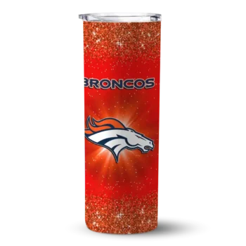 Denver Broncos Radiant Glitter Orange Skinny Tumbler