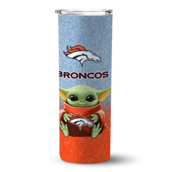 Denver Broncos Yoda Smile Orange Skinny Tumbler