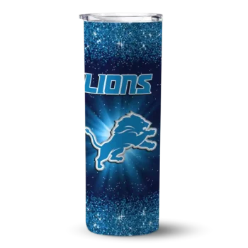 Detroit Lions Radiant Glitter Blue Skinny Tumbler