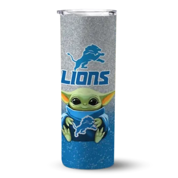 Detroit Lions Yoda Smile Blue Skinny Tumbler
