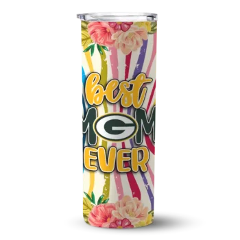 Green Bay Packers Flower Cluster Skinny Tumbler