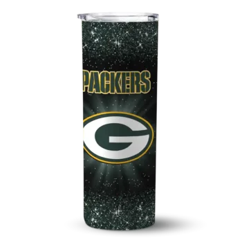 Green Bay Packers Radiant Glitter Green Skinny Tumbler