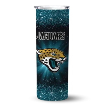 Jaguars Radiant Skinny Tumbler - Jacksonville Glitter Teal