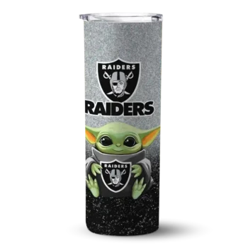 Vegas Raiders Skinny Tumbler - Las Yoda Smile Black