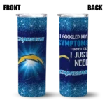 los-angeles-chargers-radiant-glitter-blue-skinny-tumbler-best-selling.webp