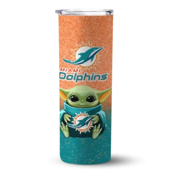Dolphins Yoda Skinny Tumbler - Miami Smile Aqua