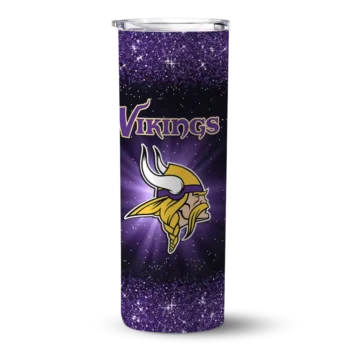Vikings Radiant Skinny Tumbler - Minnesota Glitter Purple