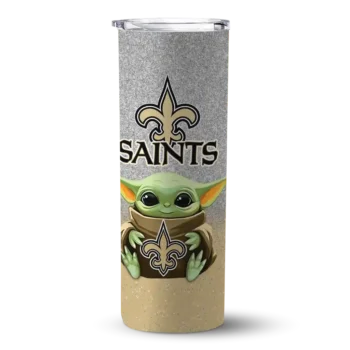 Orleans Saints Skinny Tumbler - New Yoda Smile Gold