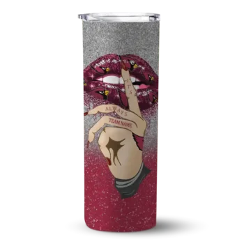 Personalized Arizona Cardinals Sparkle Lips Red Skinny Tumbler