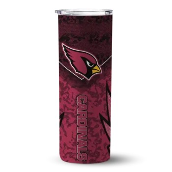 Personalized Arizona Cardinals Spiral Burst Print Red Skinny Tumbler