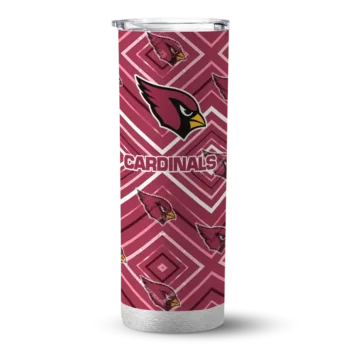 Personalized Arizona Cardinals Zipper Leopard Red Skinny Tumbler