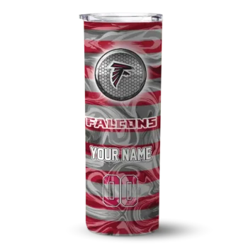 Personalized Atlanta Falcons Patterned Waves Red Skinny Tumbler
