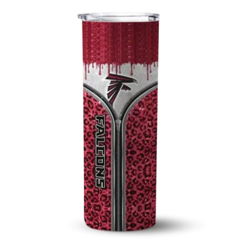 Personalized Atlanta Falcons Sparkle Drip Red Skinny Tumbler