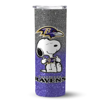 Personalized Baltimore Ravens Snoopy Attitude Purple Skinny Tumbler