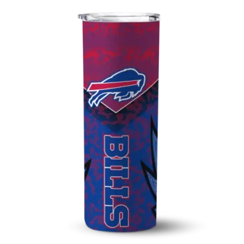 Personalized Buffalo Bills Spiral Burst Print Blue Skinny Tumbler