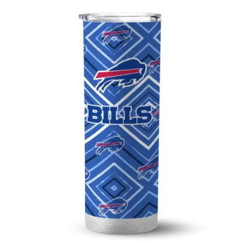Personalized Buffalo Bills Zipper Leopard Blue Skinny Tumbler