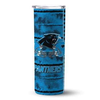 Personalized Carolina Panthers Chevron Patch Blue Skinny Tumbler