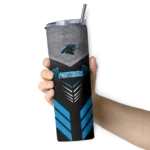 personalized-carolina-panthers-hexagon-honeycomb-blue-black-skinny-tumbler-best-selling.webp