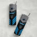 personalized-carolina-panthers-hexagon-honeycomb-blue-black-skinny-tumbler-best-selling.webp