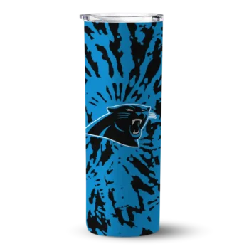 Personalized Carolina Panthers Metallic Grid Blue Skinny Tumbler