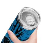 personalized-carolina-panthers-metallic-grid-blue-skinny-tumbler-best-selling.webp