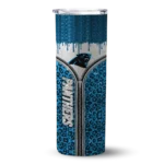 personalized-carolina-panthers-sparkle-drip-blue-skinny-tumbler-best-selling.webp