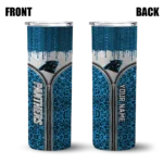 personalized-carolina-panthers-sparkle-drip-blue-skinny-tumbler-best-selling.webp