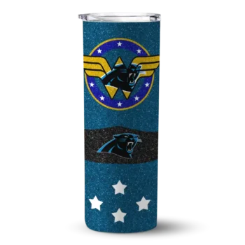 Personalized Carolina Panthers Star Cluster Blue Skinny Tumbler
